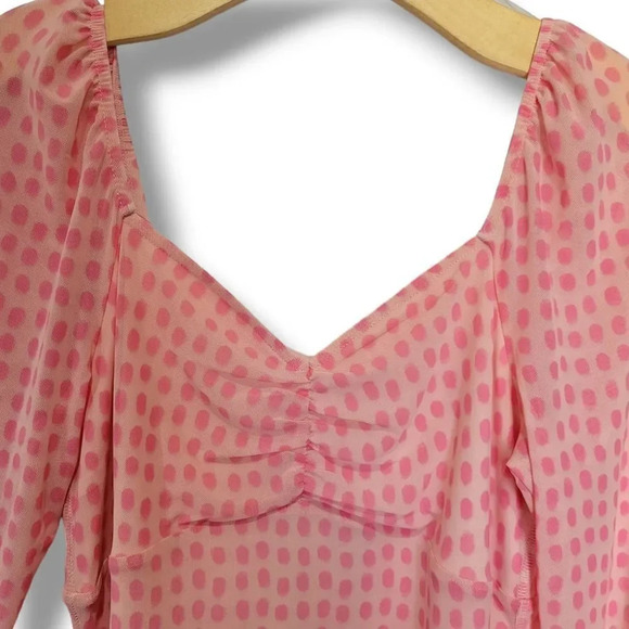 House of Aama for Target women's pink polka-dot sweetheart mesh lined midi dress - Picture 5 of 9